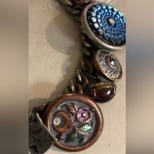 Vintage Antique Button Charm Bracelet